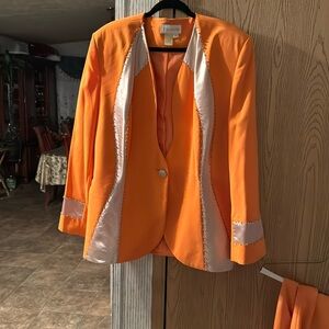 Orange and gold two piece suit